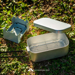 Messtin 3 Pieces Set Aluminum 750ml with Rice Cooker Folding Stove and Steaming Rack Outdoor Camping Cooking