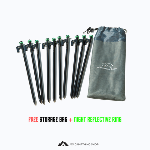 Mountain Tapir 10 pc Pegs Stake 40 cm for Camping Outdoor Ground Nail Tent Flysheet Metal Peg Black