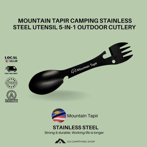 Mountain Tapir Camping Stainless Steel Utensil - 5 in 1 Camping Cutlery