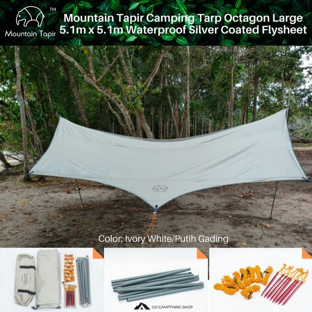 Mountain Tapir Camping Tarp Octagon Large 5.1m x 5.1m Waterproof Silve – Go  Campthing Shop