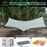 Mountain Tapir Camping Tarp Octagon Large 5.1m x 5.1m Waterproof Silver Coated Flysheet