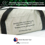 Mountain Tapir Camping Tarp Octagon Large 5.1m x 5.1m Waterproof Silver Coated Flysheet