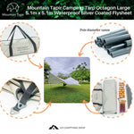 Mountain Tapir Camping Tarp Octagon Large 5.1m x 5.1m Waterproof Silver Coated Flysheet