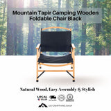 Mountain Tapir Camping Wooden Foldable Arm Chair, Black