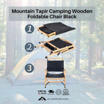 Mountain Tapir Camping Wooden Foldable Arm Chair, Black