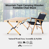Mountain Tapir Camping Wooden Foldable Arm Chair, Black