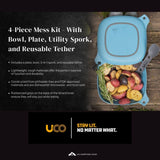 UCO 4-Piece Camping Mess Kit with Bowl, Plate and 3-in-1 Spork Utensil Set Outdoor Kitchenware