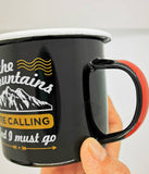 Outdoor Camping Mugs-Coffee Mug 350ml-Enamel Travel Mug Cup, Tea Camp Enamel Cup Set for Drinks Home Office Use/Fishing/Picnics, Outdoor Mountaineering Enthusiasts (Black)